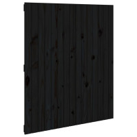 Produktbild för Väggmonterad huvudgavel svart 95,5x3x110 cm massiv furu