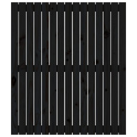 Produktbild för Väggmonterad huvudgavel svart 95,5x3x110 cm massiv furu