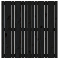 Miniatyr av produktbild för Väggmonterad huvudgavel svart 108x3x110 cm massiv furu