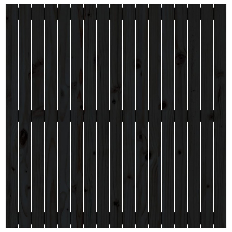 Produktbild för Väggmonterad huvudgavel svart 108x3x110 cm massiv furu