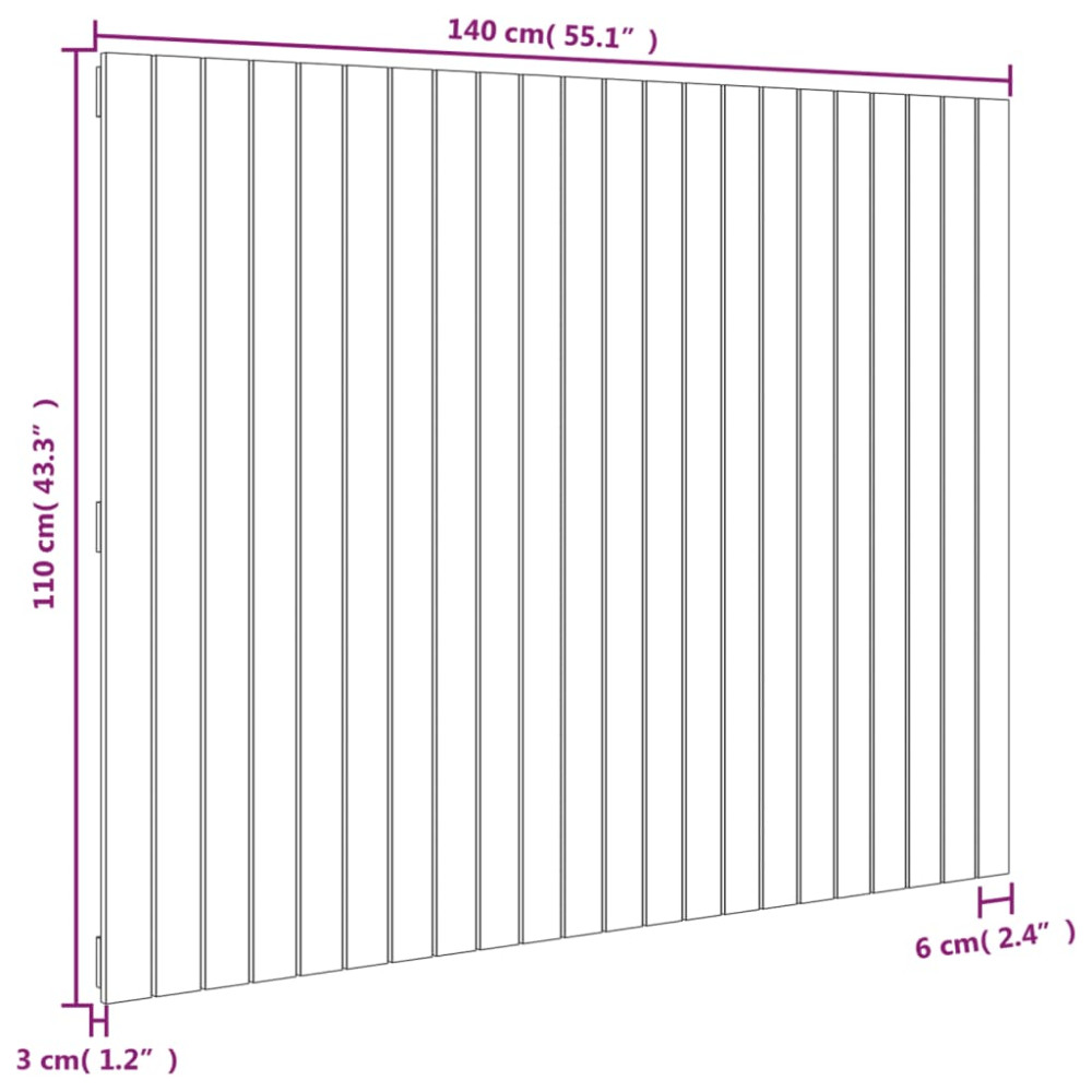 Produktbild för Väggmonterad huvudgavel vit 140x3x110 cm massiv furu