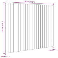 Produktbild för Väggmonterad huvudgavel vit 140x3x110 cm massiv furu