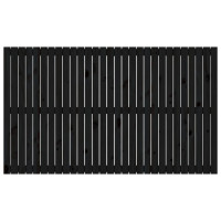 Produktbild för Väggmonterad huvudgavel svart 185x3x110 cm massiv furu