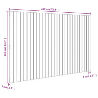 Produktbild för Väggmonterad huvudgavel svart 185x3x110 cm massiv furu