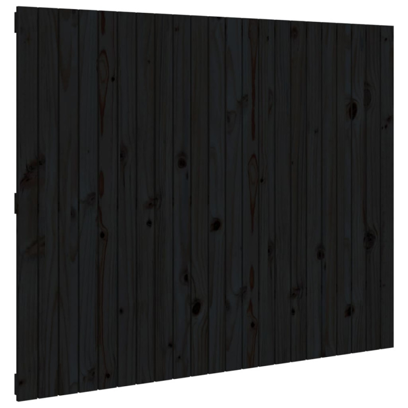 Produktbild för Väggmonterad huvudgavel svart 140x3x110 cm massiv furu