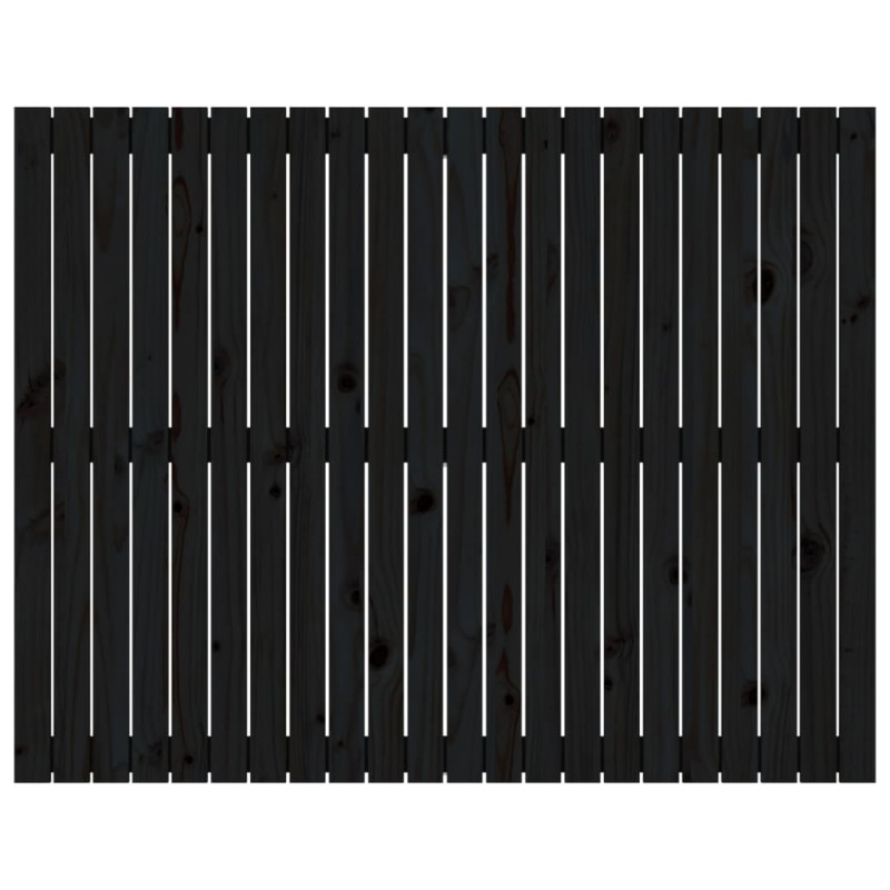Produktbild för Väggmonterad huvudgavel svart 140x3x110 cm massiv furu
