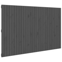 Produktbild för Väggmonterad huvudgavel grå 185x3x110 cm massiv furu