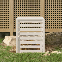 Produktbild för Kompostlåda vit 63,5x63,5x77,5 cm massiv furu