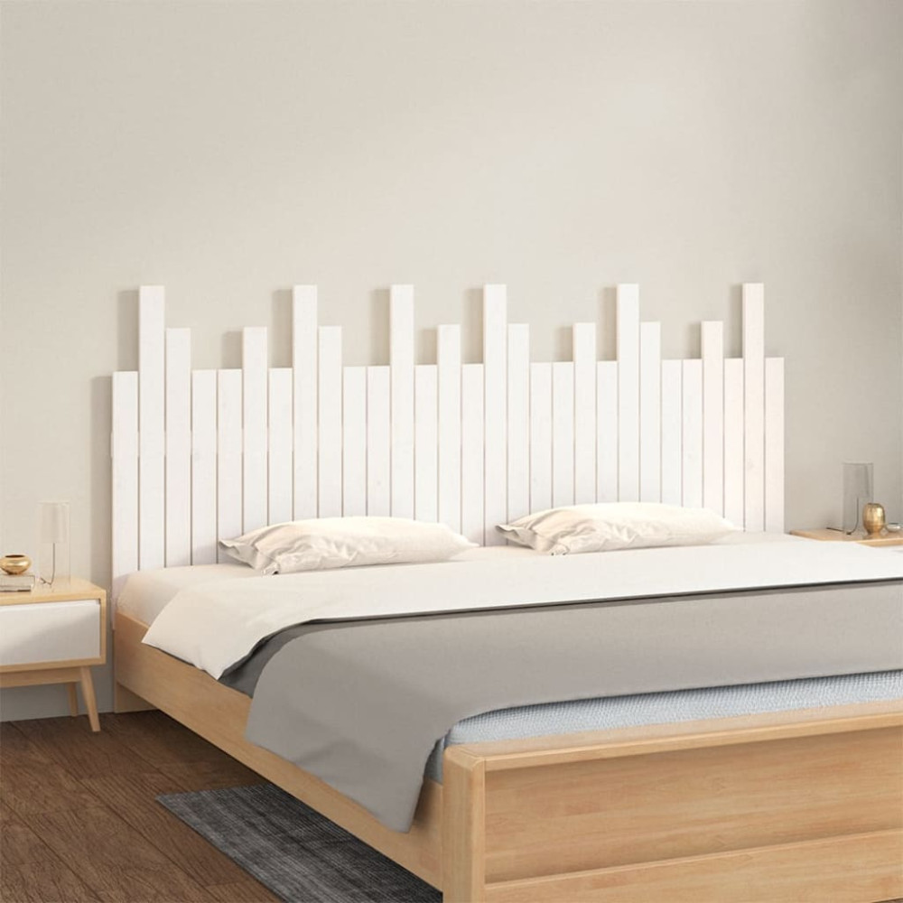 Produktbild för Väggmonterad huvudgavel vit 185x3x80 cm massiv furu