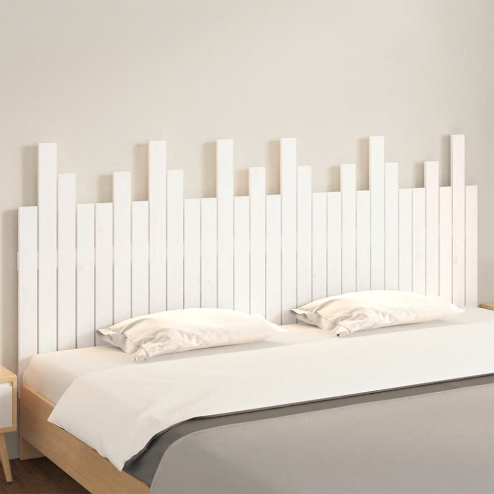 Produktbild för Väggmonterad huvudgavel vit 185x3x80 cm massiv furu