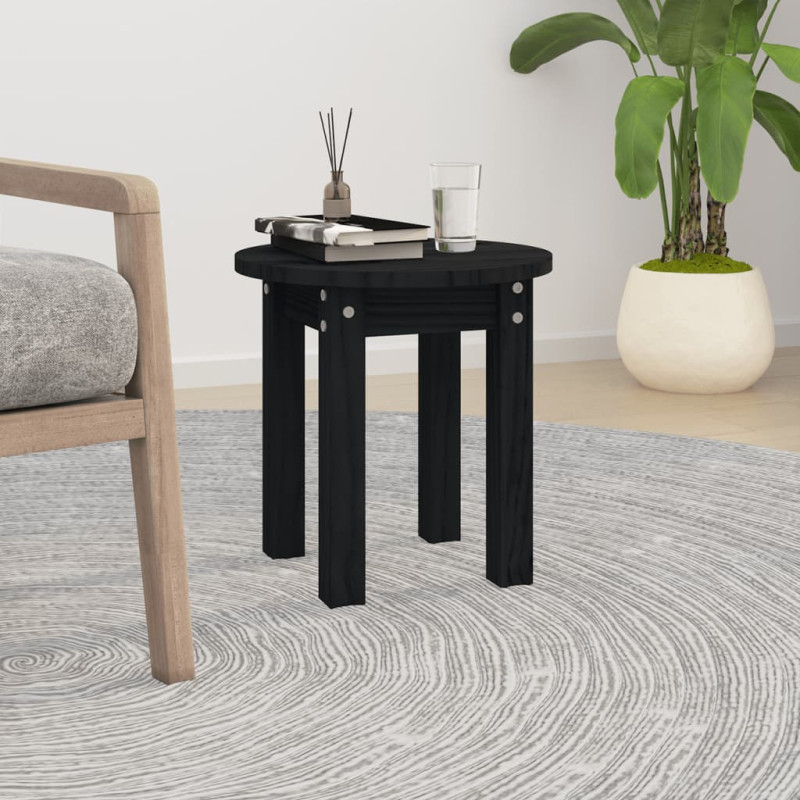 Produktbild för Soffbord svart Ø 35x35 cm massiv furu