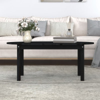 Produktbild för Soffbord svart 110x55x45 cm massiv furu