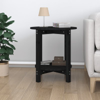 Produktbild för Soffbord svart Ø 55 x 60 cm massiv furu