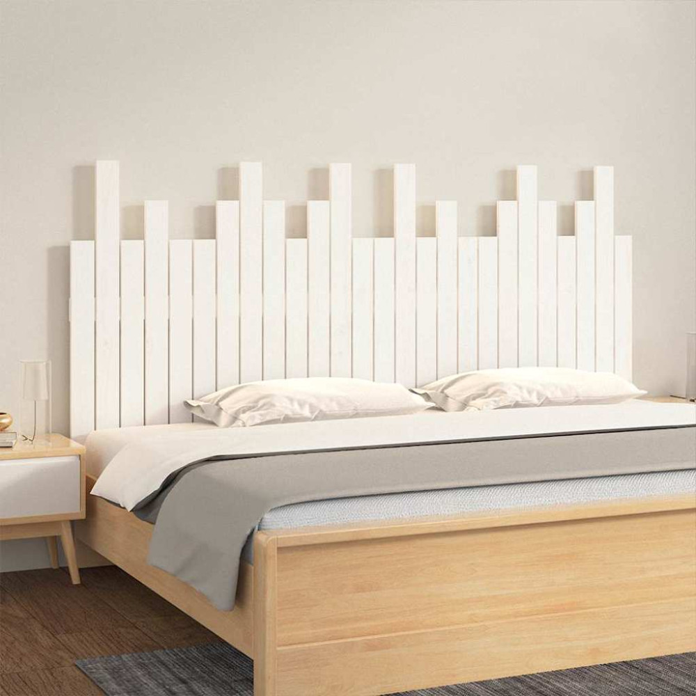 Produktbild för Väggmonterad huvudgavel vit 166x3x80 cm massiv furu