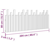 Produktbild för Väggmonterad huvudgavel honungsbrun 204x3x80 cm massiv furu