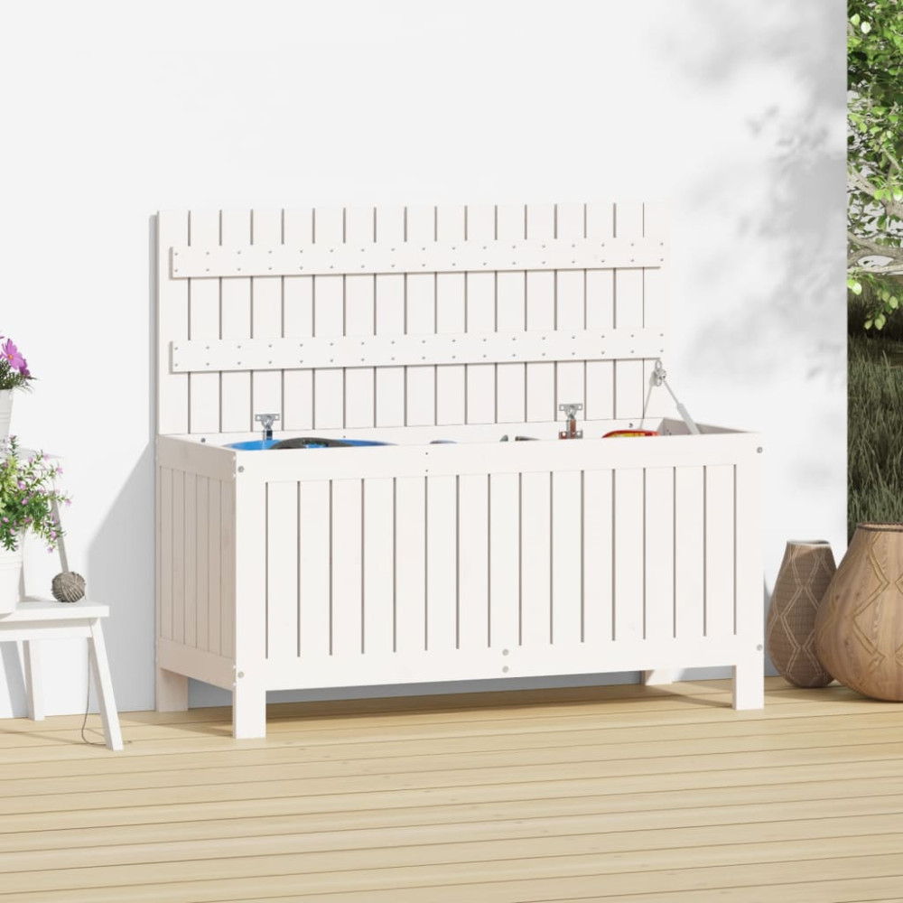 Produktbild för Dynbox vit 108x42,5x54 cm massiv furu