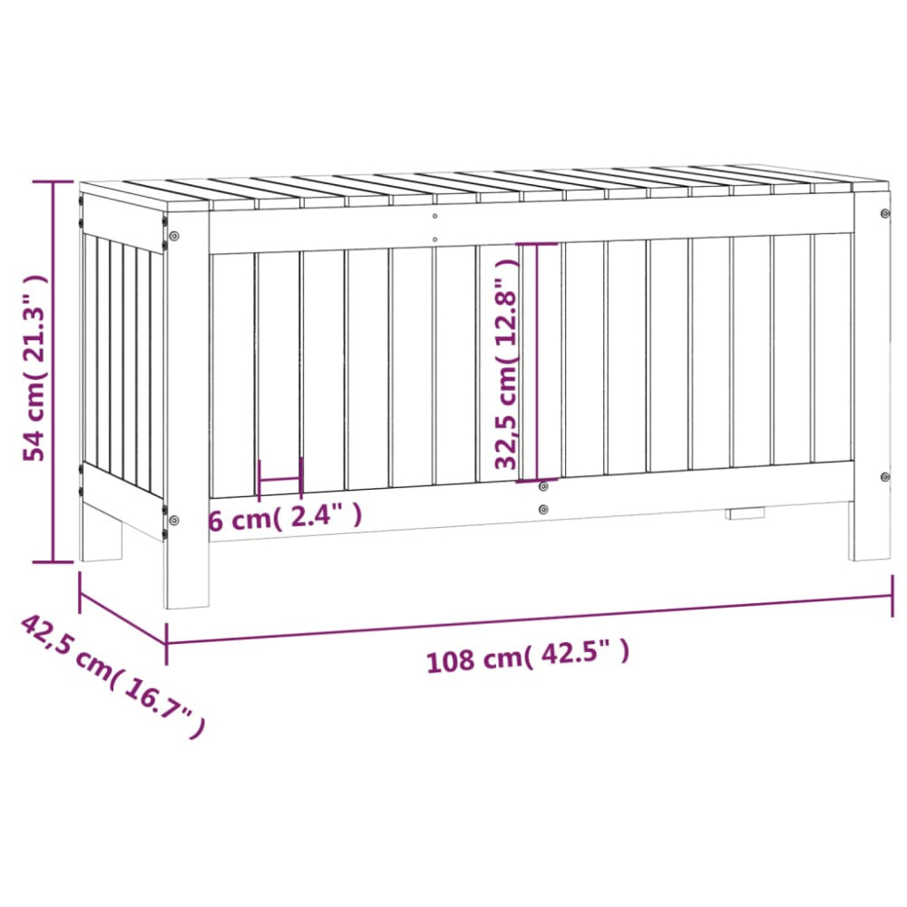 Produktbild för Dynbox vit 108x42,5x54 cm massiv furu