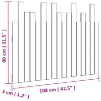 Produktbild för Väggmonterad huvudgavel svart 108x3x80 cm massiv furu