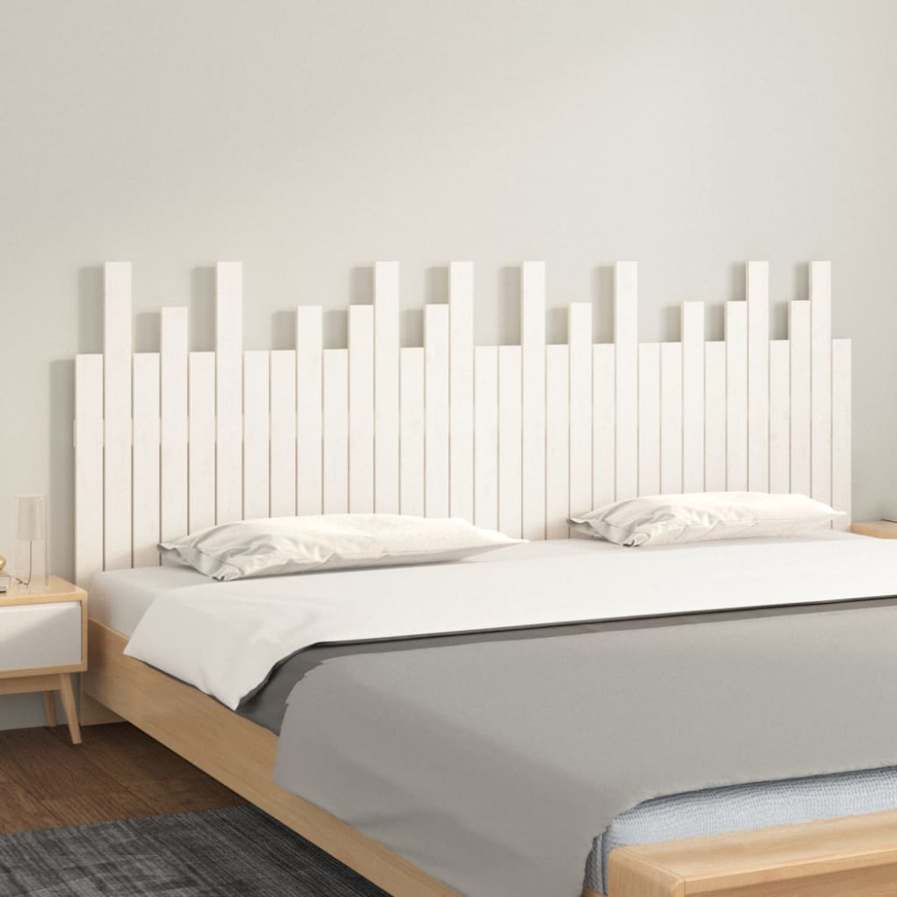 Produktbild för Väggmonterad huvudgavel vit 204x3x80 cm massiv furu