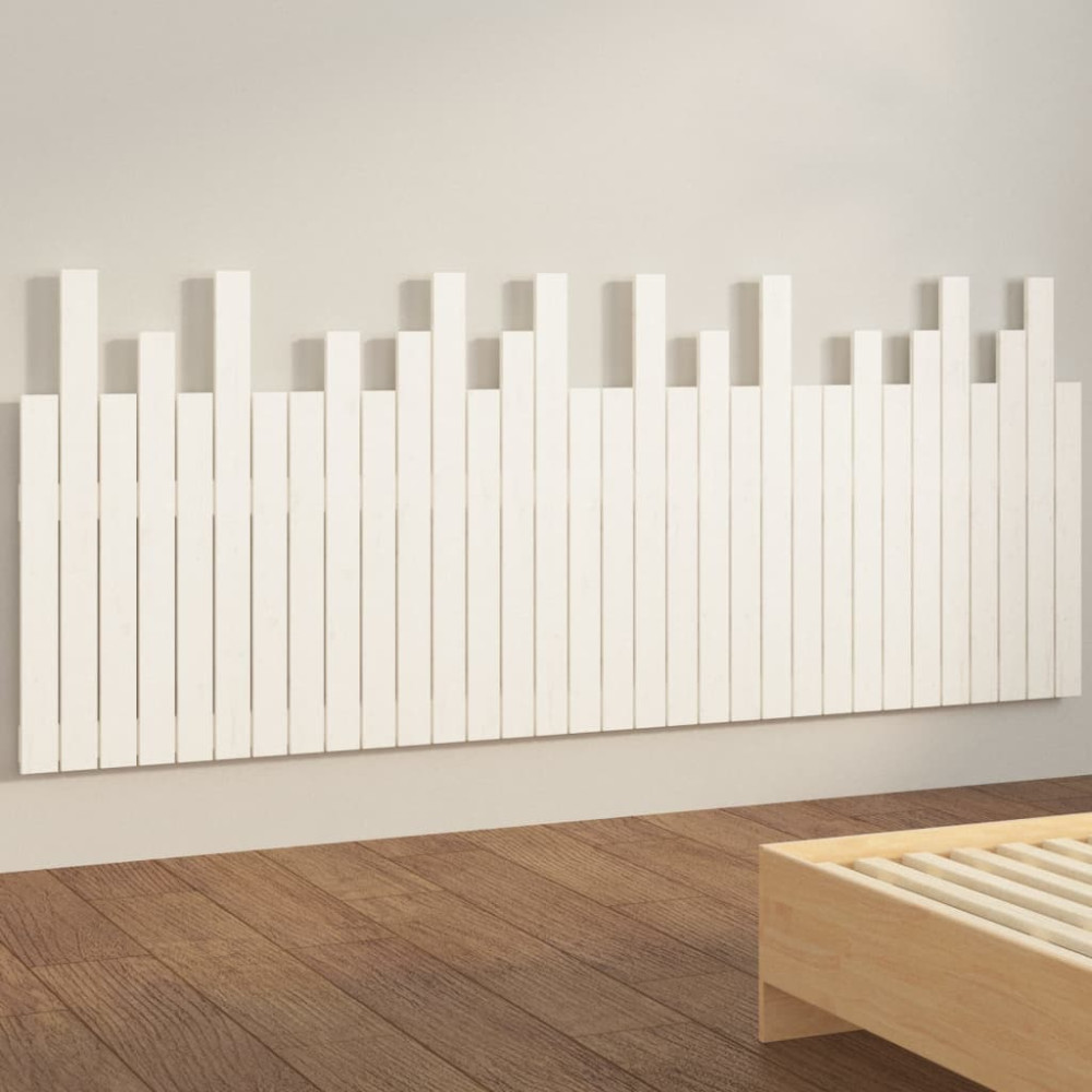 Produktbild för Väggmonterad huvudgavel vit 204x3x80 cm massiv furu