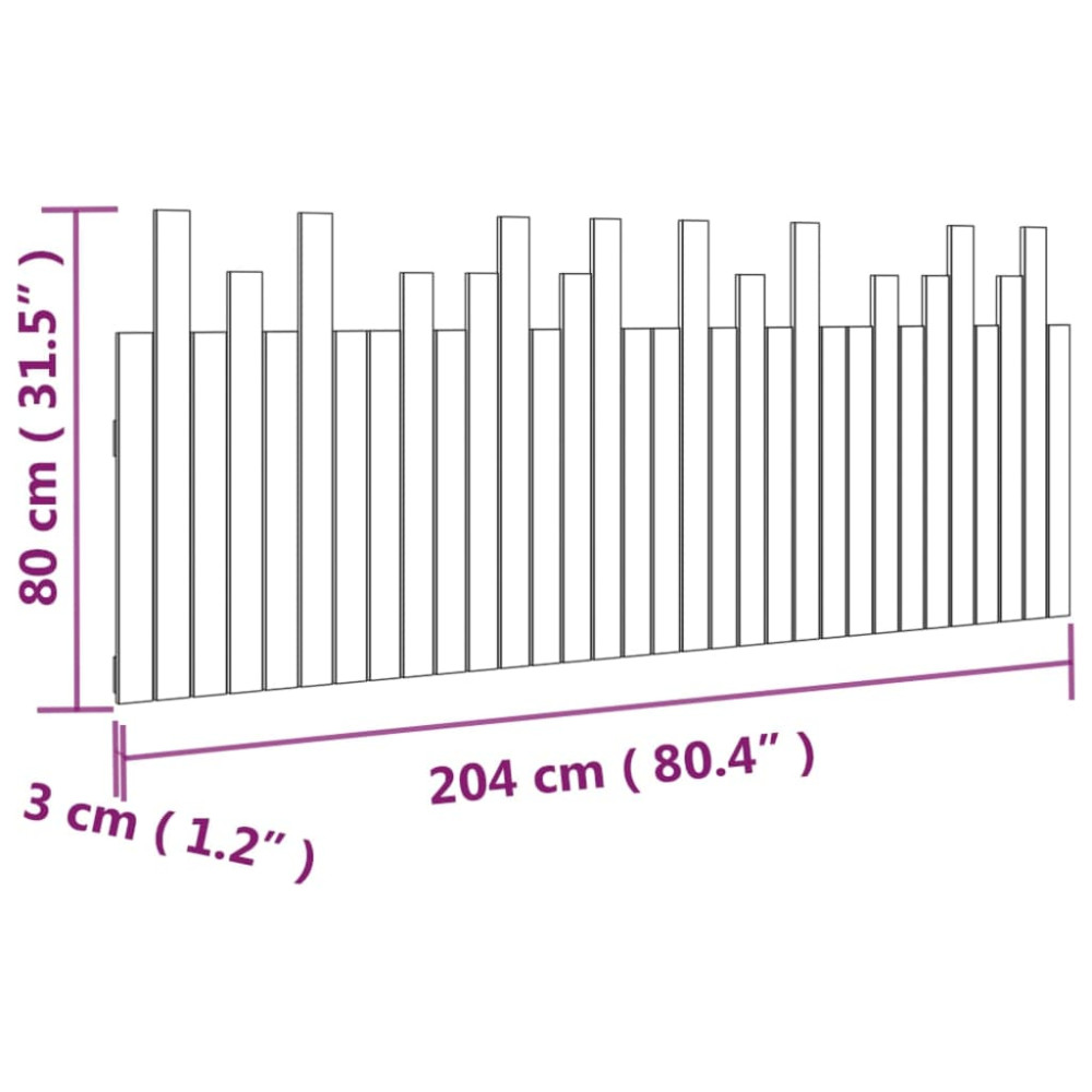 Produktbild för Väggmonterad huvudgavel vit 204x3x80 cm massiv furu