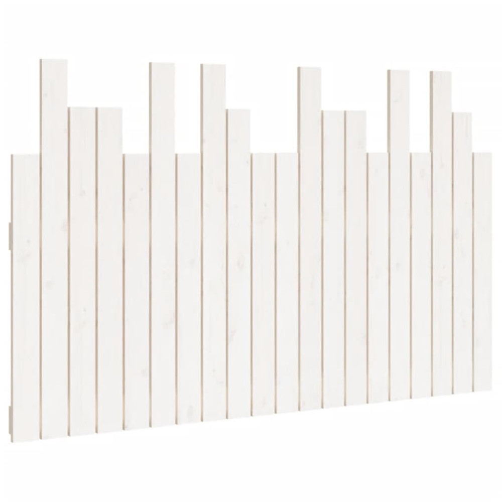 Produktbild för Väggmonterad huvudgavel vit 127,5x3x80 cm massiv furu