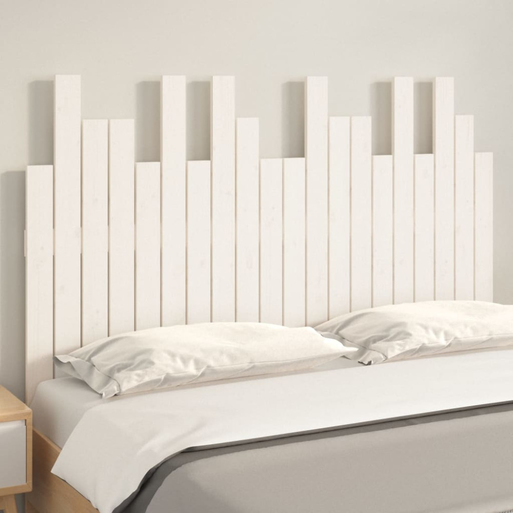 Produktbild för Väggmonterad huvudgavel vit 127,5x3x80 cm massiv furu