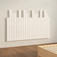 Produktbild för Väggmonterad huvudgavel vit 127,5x3x80 cm massiv furu