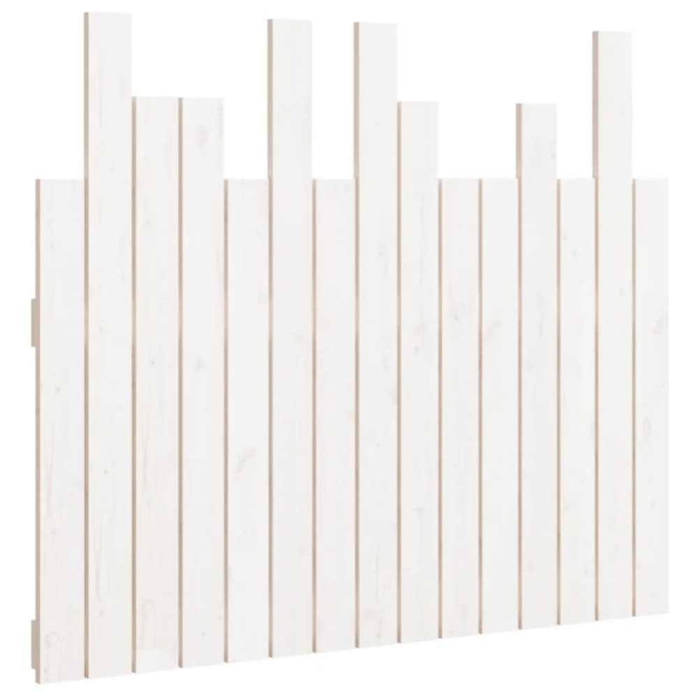 Produktbild för Väggmonterad huvudgavel vit 95,5x3x80 cm massiv furu