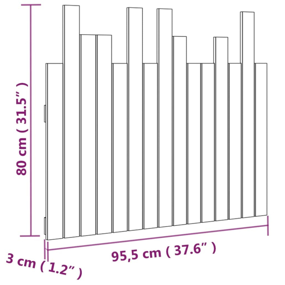 Produktbild för Väggmonterad huvudgavel vit 95,5x3x80 cm massiv furu