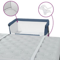 Produktbild för Babysäng med madrass marinblå linnetyg