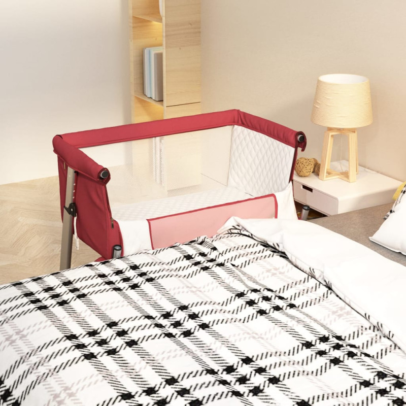 Produktbild för Babysäng med madrass röd linnetyg
