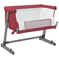 Miniatyr av produktbild för Babysäng med madrass röd linnetyg