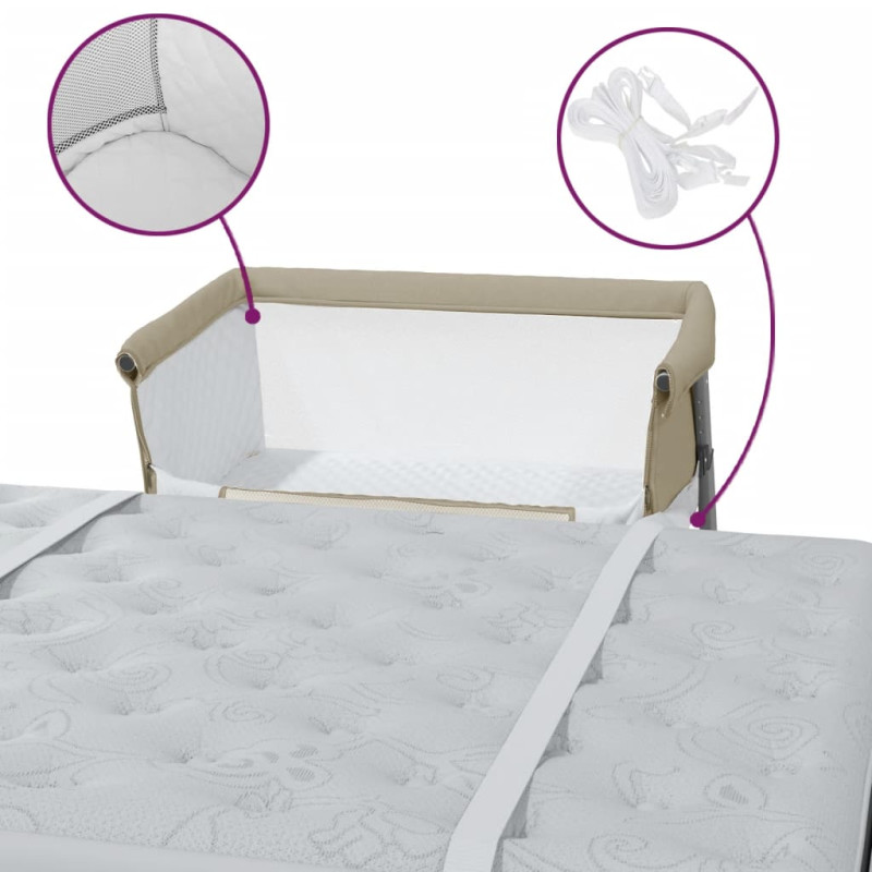 Produktbild för Babysäng med madrass taupe linnetyg