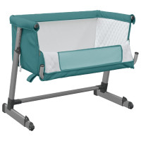 Produktbild för Babysäng med madrass grön linnetyg