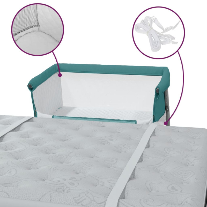 Produktbild för Babysäng med madrass grön linnetyg