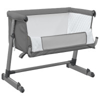 Produktbild för Babysäng med madrass mörkgrå linnetyg