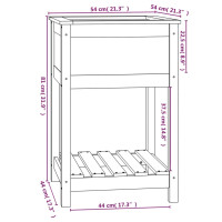 Produktbild för Odlingslåda med hylla svart 54x54x81 cm massiv furu