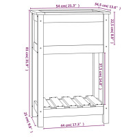 Produktbild för Odlingslåda med hylla grå 54x34,5x81 cm massiv furu