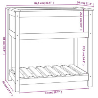 Produktbild för Odlingslåda med hylla svart 82,5x54x81 cm massiv furu