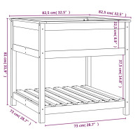 Produktbild för Odlingslåda med hylla svart 82,5x82,5x81 cm massiv furu