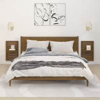 Produktbild för Väggmonterade sängbord 2 st honungsbrun massiv furu