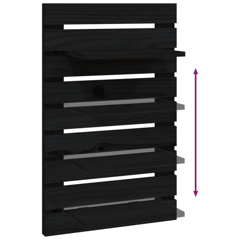 Produktbild för Väggmonterade sängbord 2 st svart massiv furu