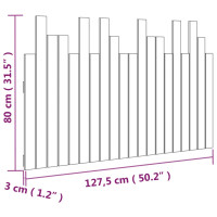 Produktbild för Väggmonterad huvudgavel svart 127,5x3x80 cm massiv furu