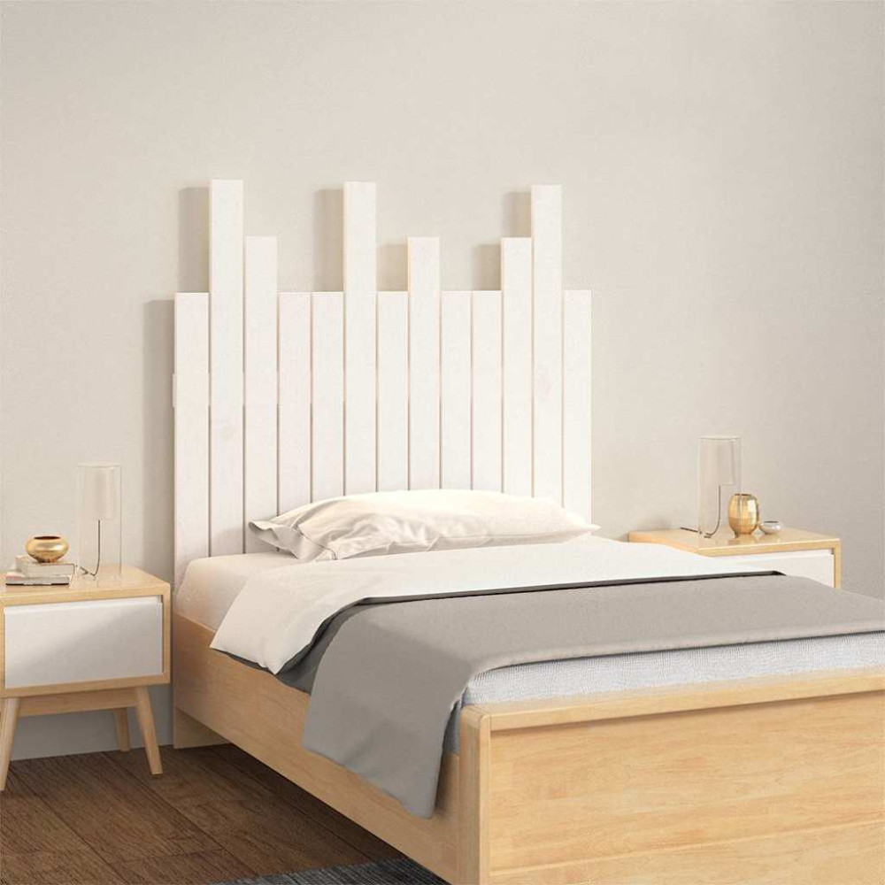 Produktbild för Väggmonterad huvudgavel vit 82,5x3x80 cm massiv furu