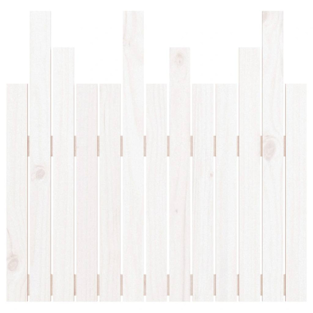 Produktbild för Väggmonterad huvudgavel vit 82,5x3x80 cm massiv furu