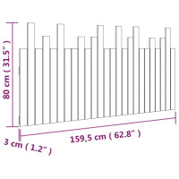 Produktbild för Väggmonterad huvudgavel 159,5x3x80 cm massiv furu