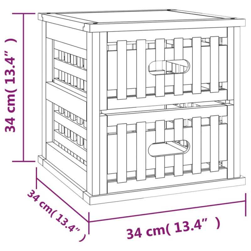 Produktbild för Sängbord 2 st 34x34x34 cm massivt valnötsträ