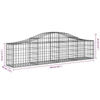 Produktbild för Gabion bågformad 200x30x40/60 cm galvaniserat järn