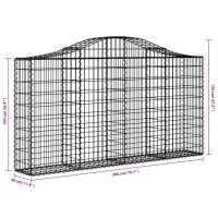 Produktbild för Gabion bågformad 200x30x100/120 cm galvaniserat järn